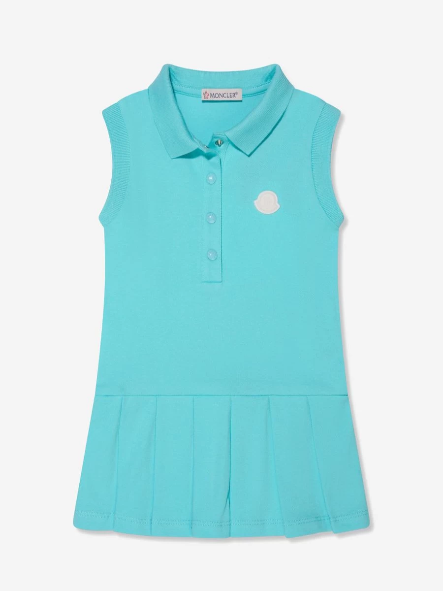 Moncler Enfant Baby Girls Turquoise Sleeveless Polo Dress - Summer Casual Outfit