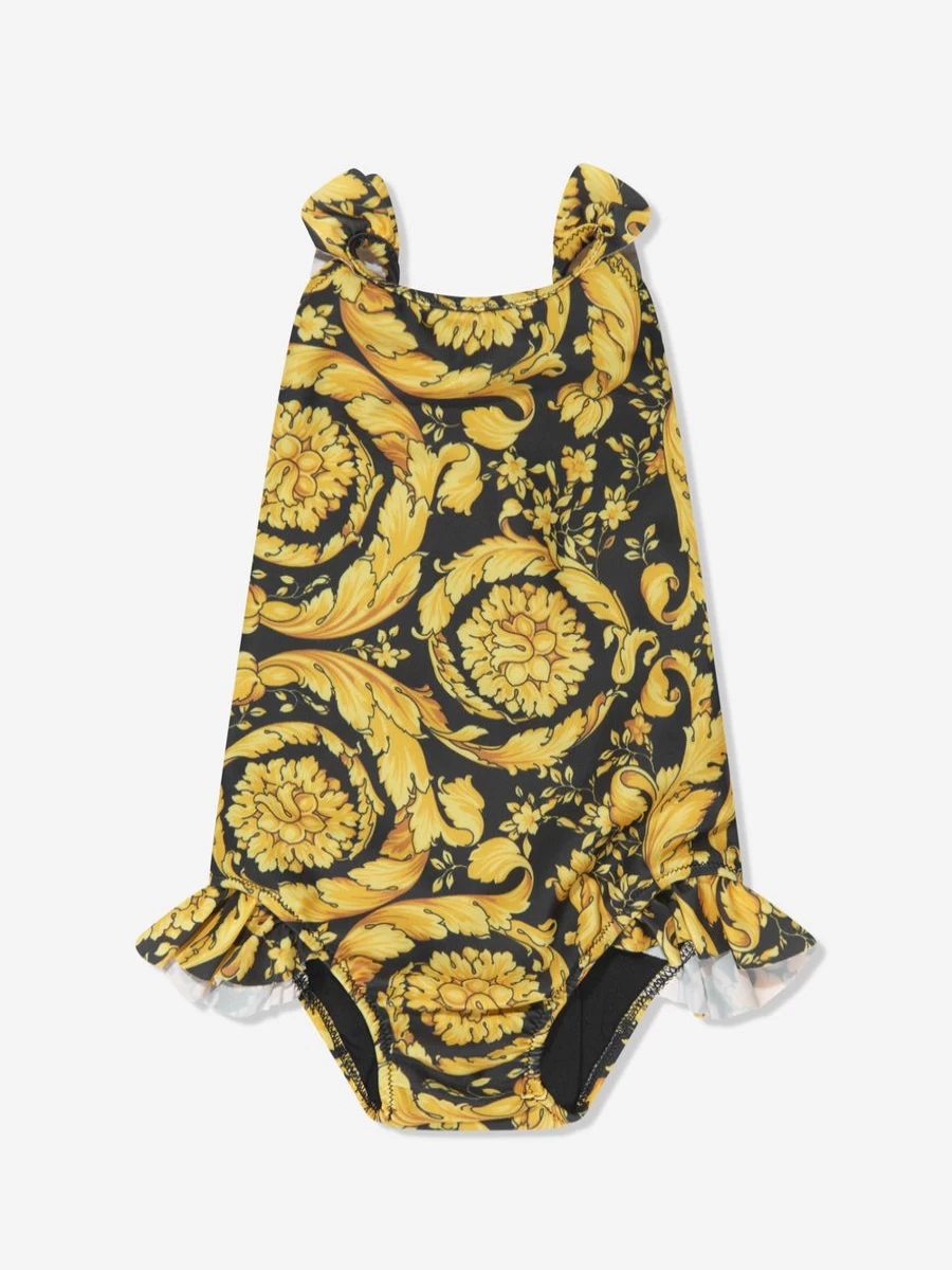 Versace Girls Black Baroque Print Swimsuit for Baby & Toddler