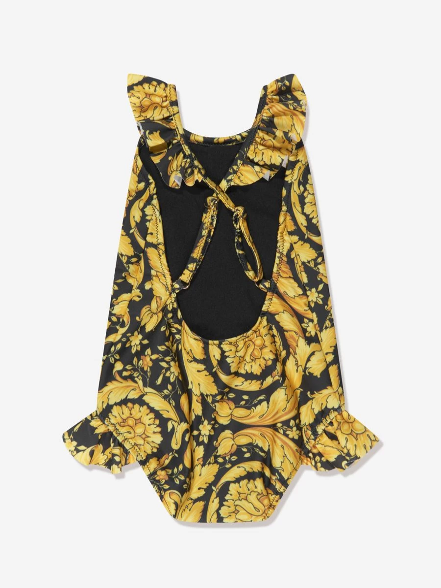 Versace Girls Black Baroque Print Swimsuit for Baby & Toddler