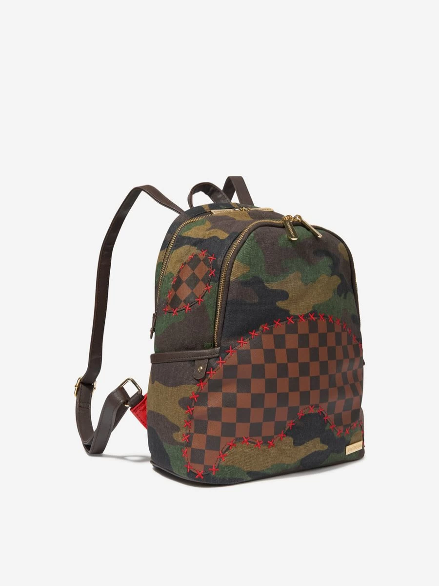 Sprayground Boys Camo Shark Backpack - Green Savage Check Design Kids School Bag