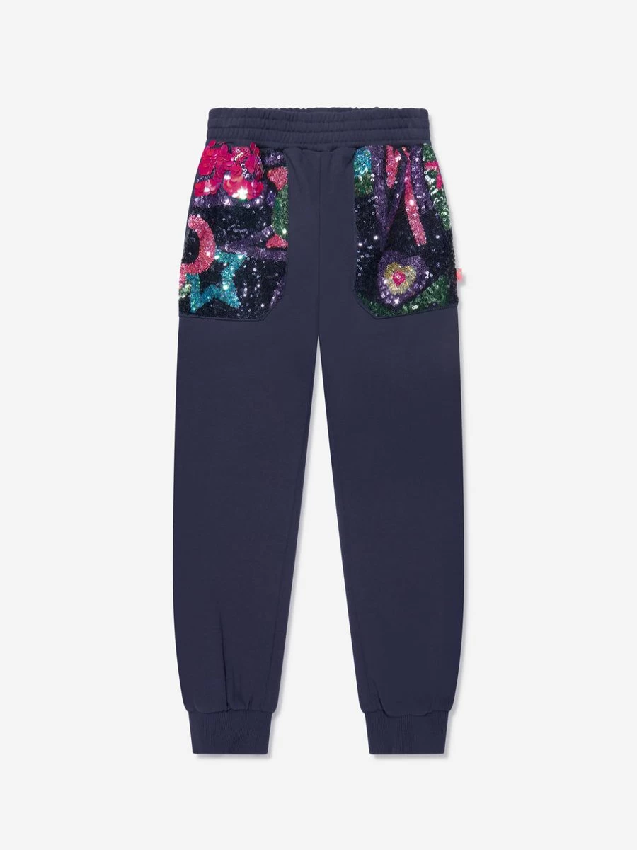 "Billieblush Teen Girls Navy Sequin Pocket Joggers - Sparkle Comfort Pants"