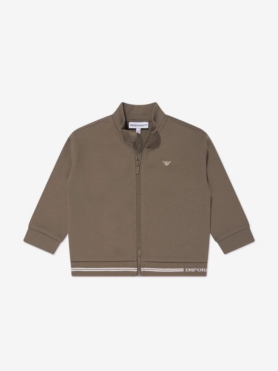 Emporio Armani Baby Boys Brown Zip Up Hoodie Jacket