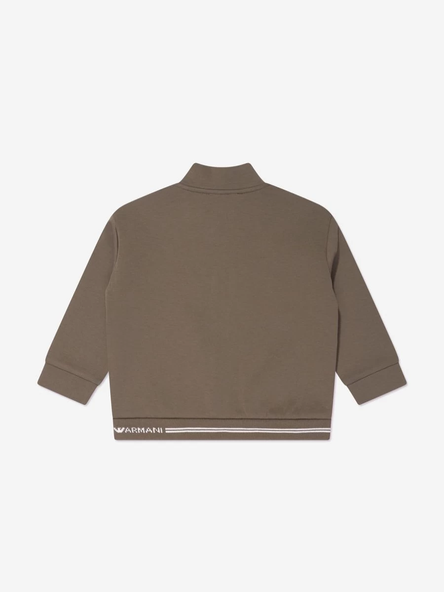 Emporio Armani Baby Boys Brown Zip Up Hoodie Jacket
