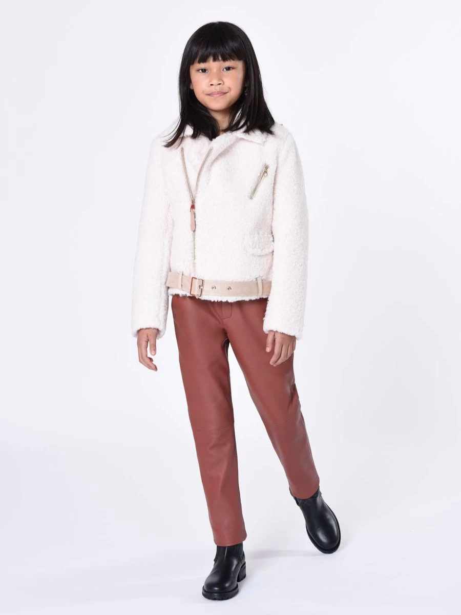 Chloé Girls Crimson Leather Trousers for Stylish Outfits