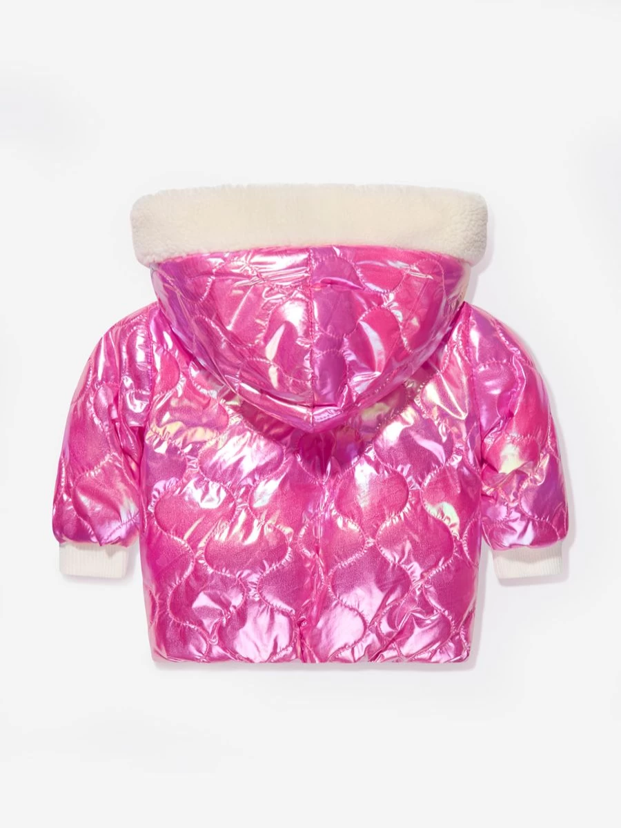 Billieblush Pink Bunny Puffer Jacket for Girls - Cute Winter Coat for Baby Girls