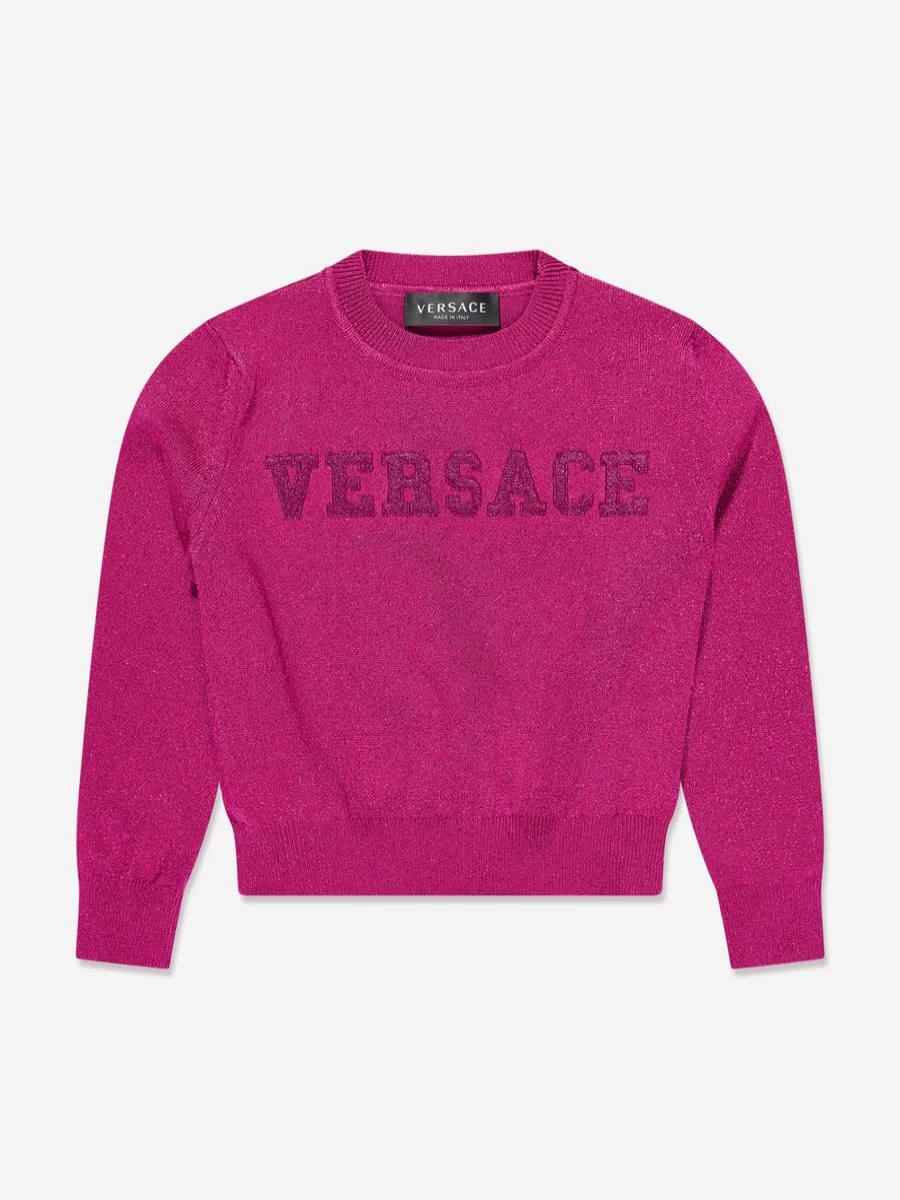 Versace Girls Pink Logo Knitted Sweater for Kids
