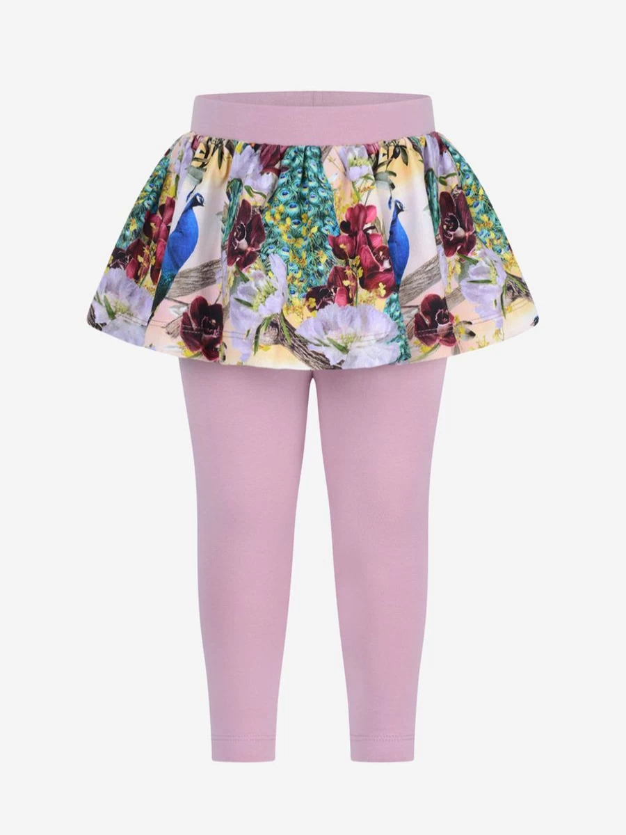 Molo Baby Girls Peacock Print Leggings - Oriental Floral Design Toddler Pants