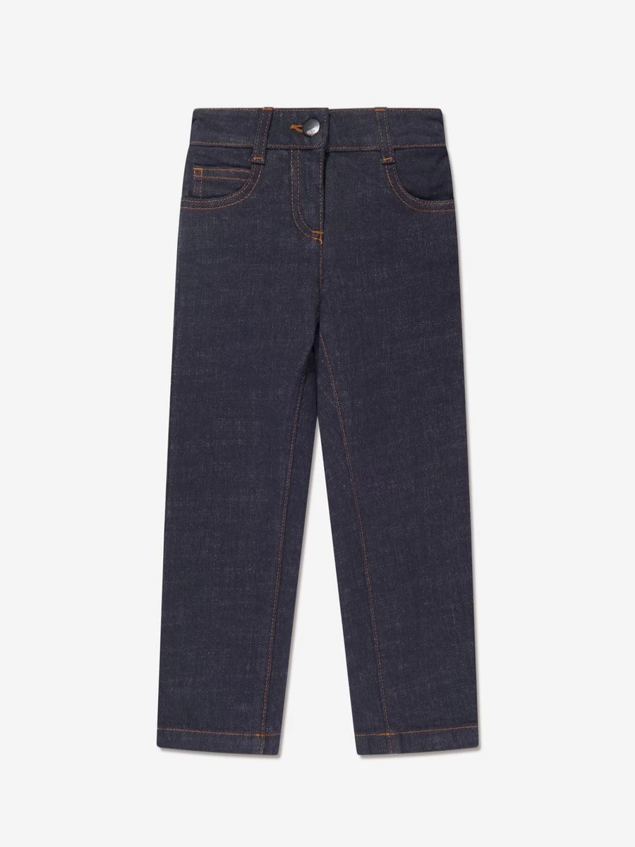 Fendi Kids Girls Slim Fit Blue Jeans for Stylish Comfort