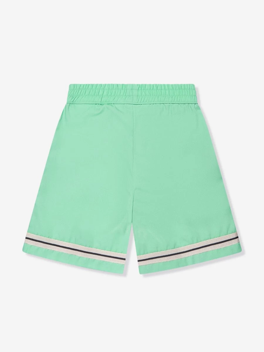 Palm Angels Boys' Green Sporty Track Shorts for Athletic Wear