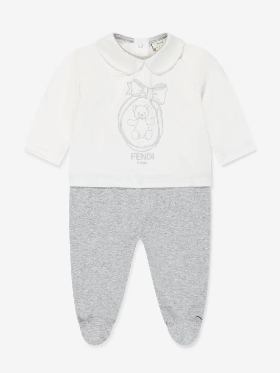 Fendi Kids Baby Girl's White Logo Babygrow Gift Set