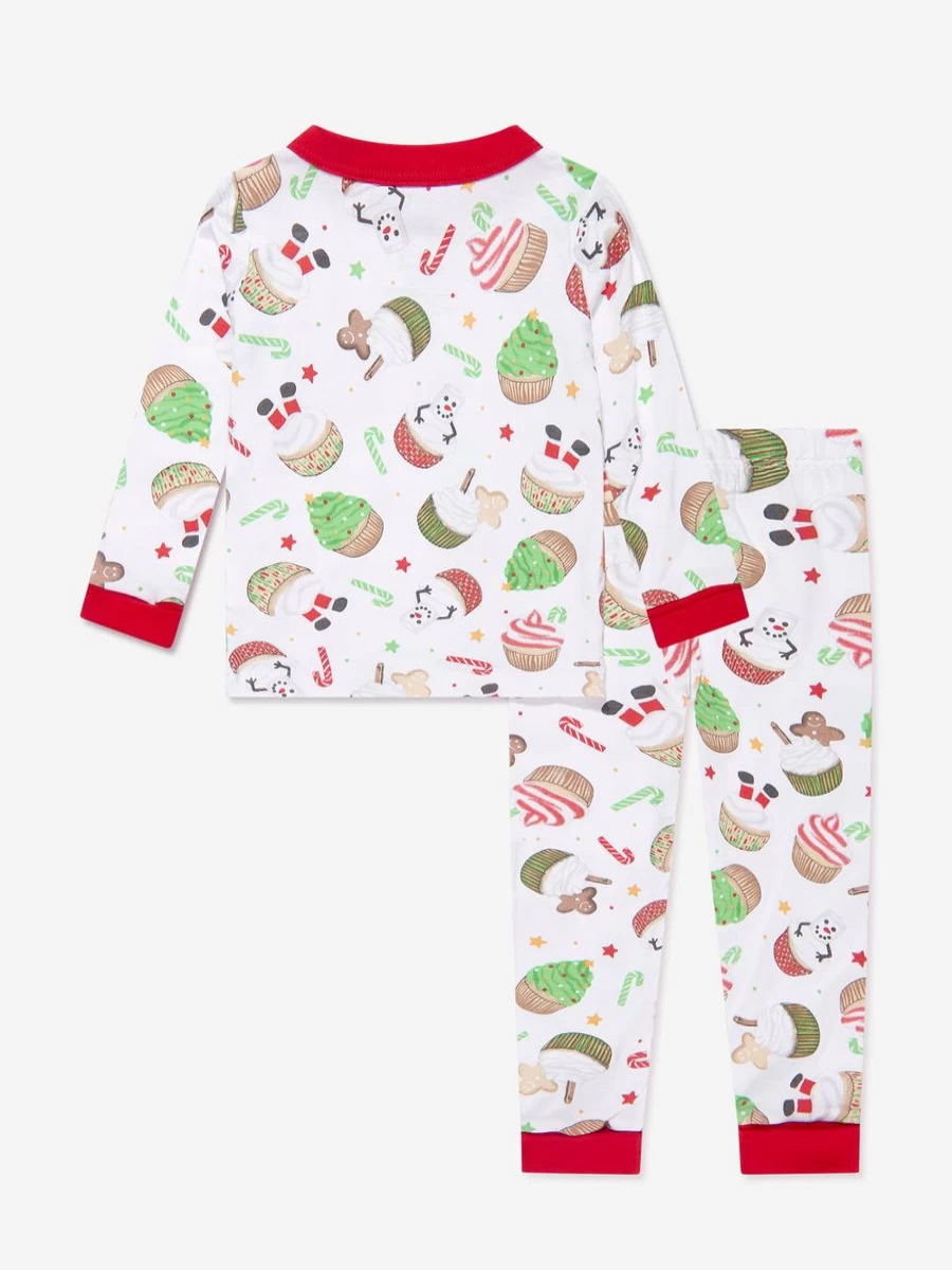 "Magnolia Baby Girls' Festive Cupcake Long Sleeve Pyjamas - White Holiday Pajamas"