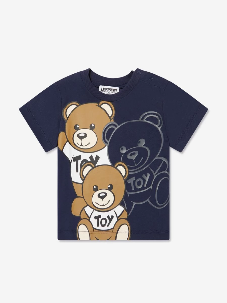Moschino Kids Girls Navy Blue Teddy Bear Graphic Cotton T-Shirt