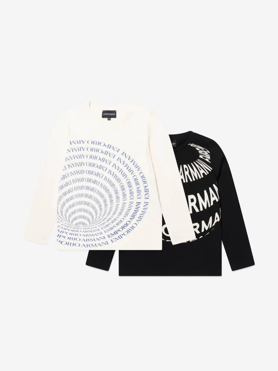 Emporio Armani Teen Boys Ivory Long Sleeve T-Shirts Set