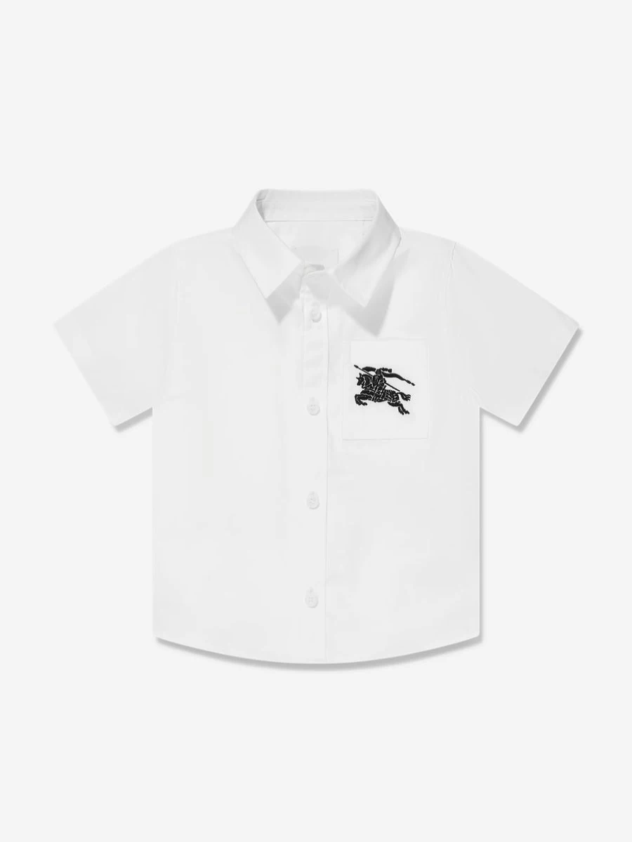 Burberry Kids Baby Boys White Mini Owen Shirt - Classic Cotton Dress Shirt for Toddlers