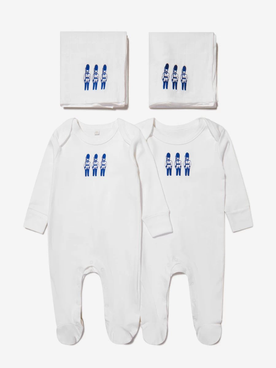"Organic Cotton Baby Boys Guardsmen Babygrow & Muslin Set by Cotton and Company"