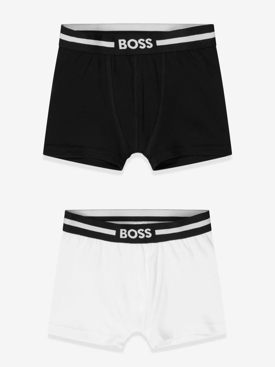 BOSS Boys' 2-Pack Black Boxer Shorts Set - Comfortable Cotton Underwear