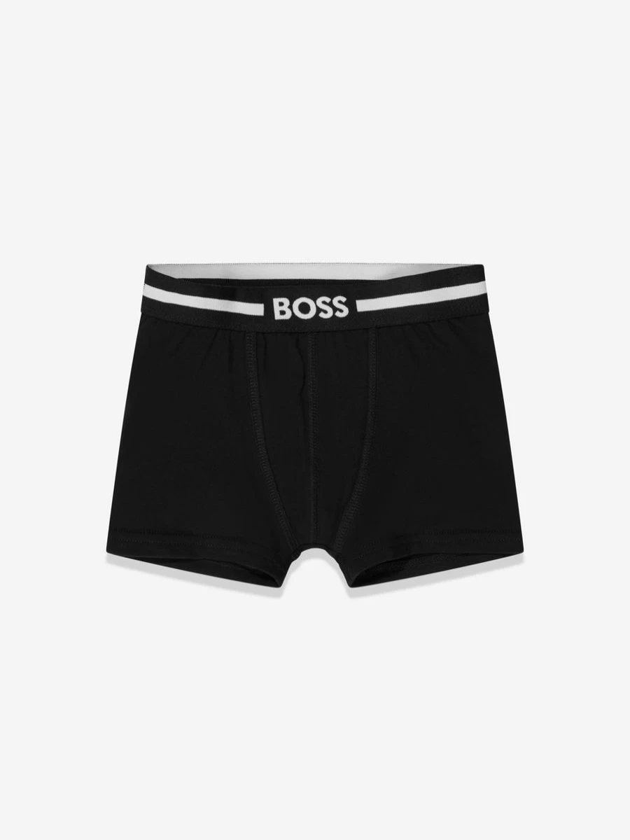 BOSS Boys' 2-Pack Black Boxer Shorts Set - Comfortable Cotton Underwear