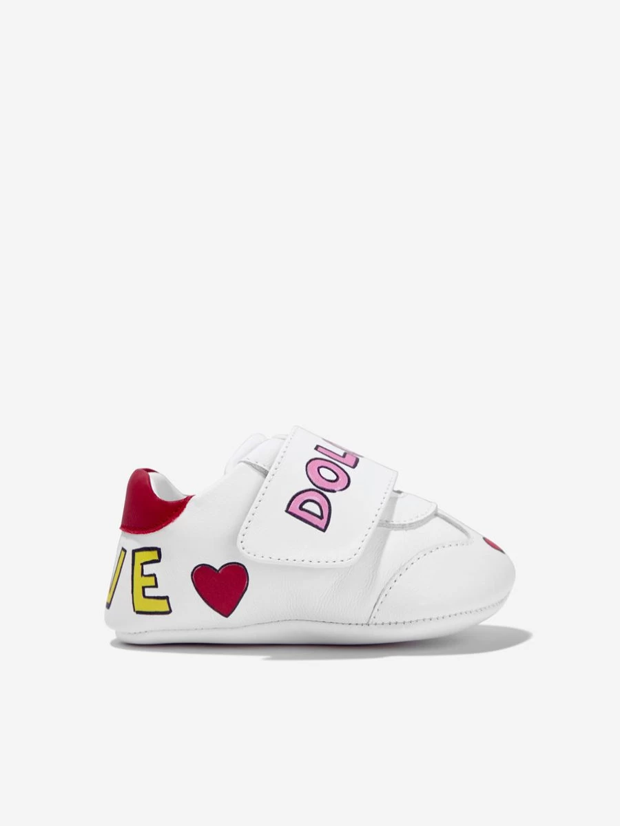 Dolce & Gabbana Kids White Leather Pre-Walker Shoes for Baby Girls