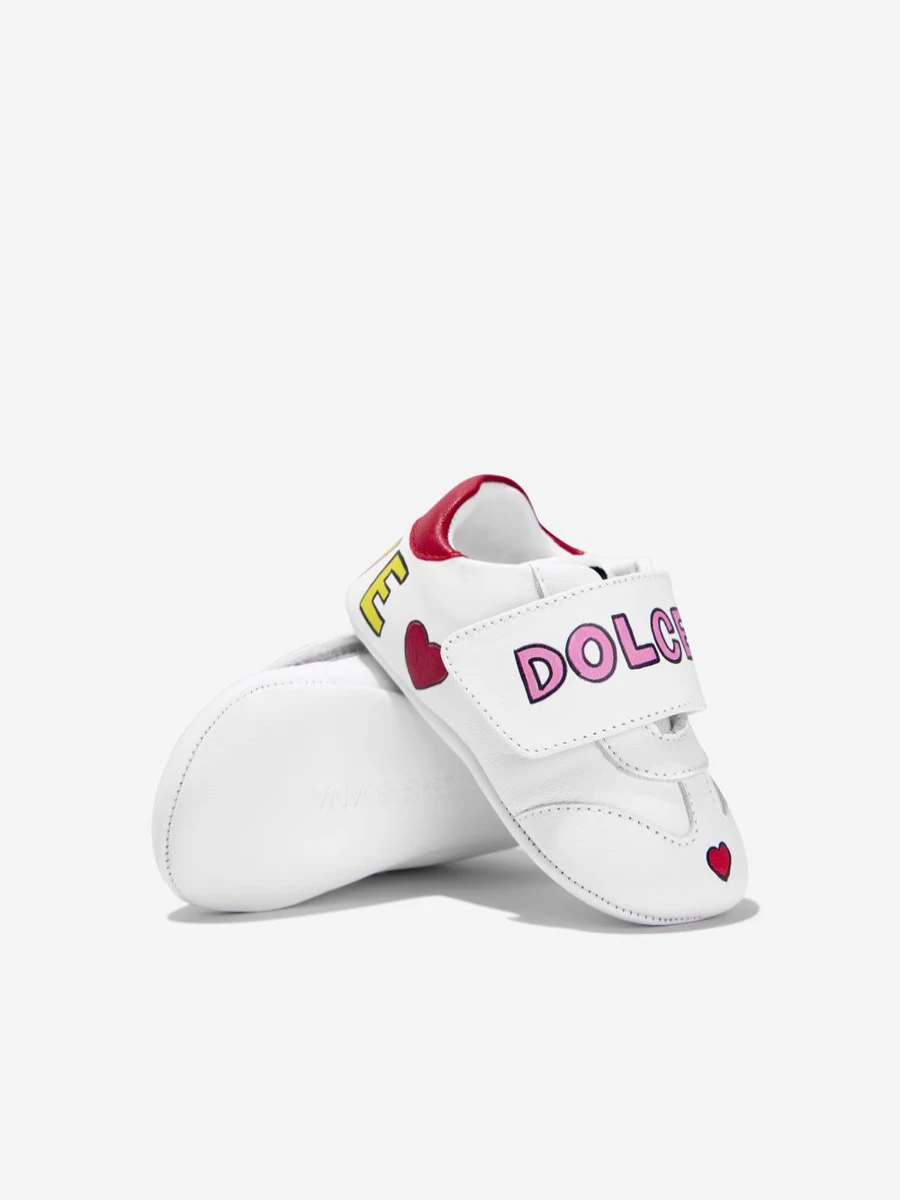 Dolce & Gabbana Kids White Leather Pre-Walker Shoes for Baby Girls