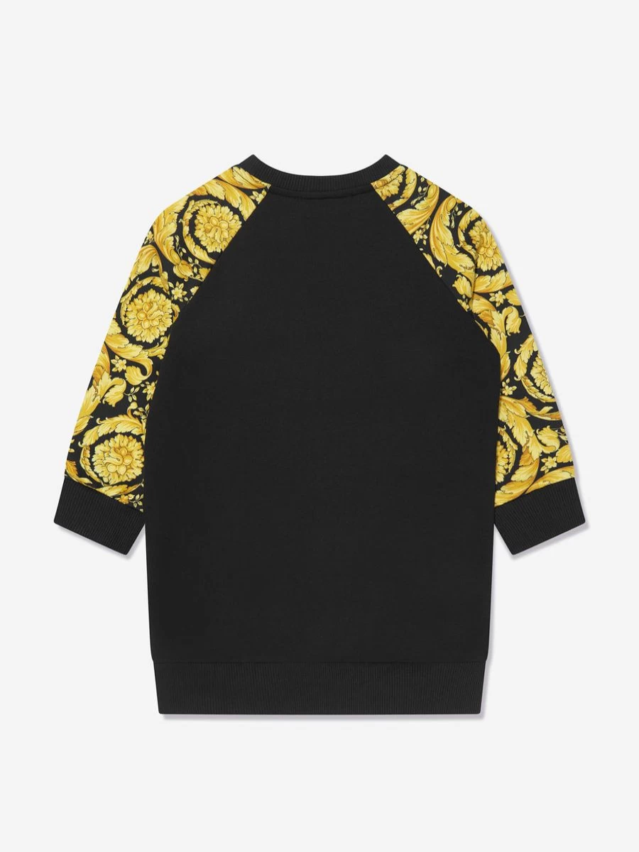Versace Girls Black Barocco Logo Sweater Dress