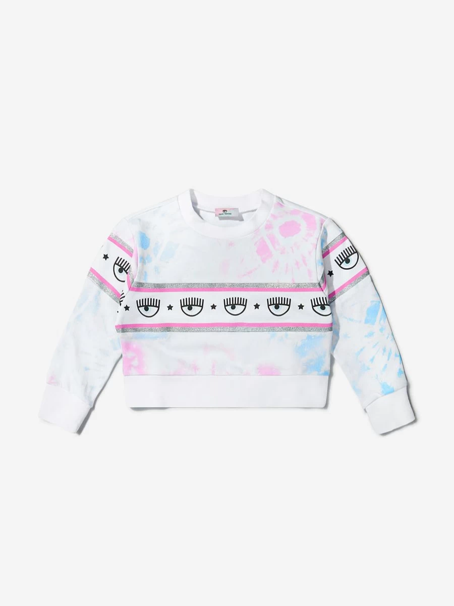 Chiara Ferragni Girls' Cotton Tie-Dye Logo Sweatshirt for Kids - Trendy & Comfortable
