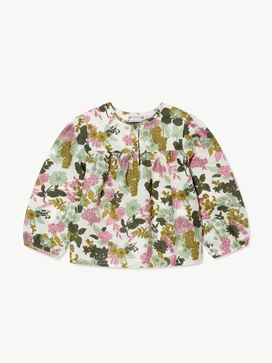 Bonpoint Teen Girls Long Sleeve Candid Blouse - Multicolor Floral Print Top for Teens
