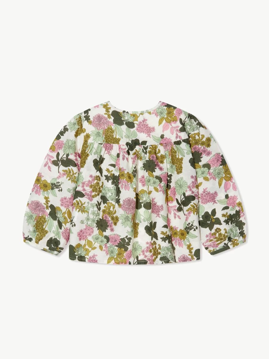 Bonpoint Teen Girls Long Sleeve Candid Blouse - Multicolor Floral Print Top for Teens