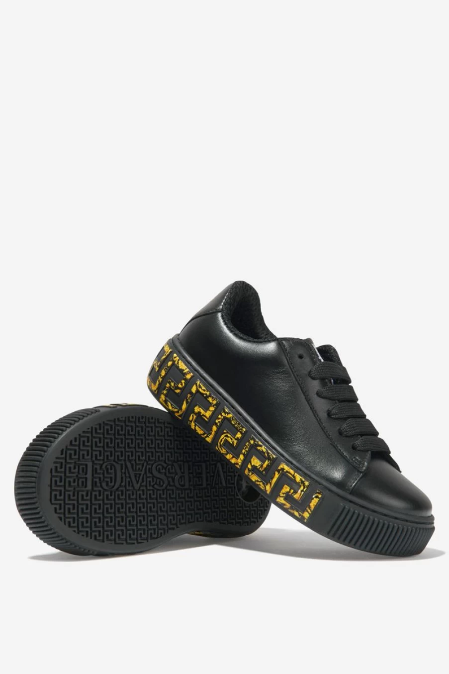 Versace Teen Leather Greca Logo Trainers | Stylish Sneakers for Teens