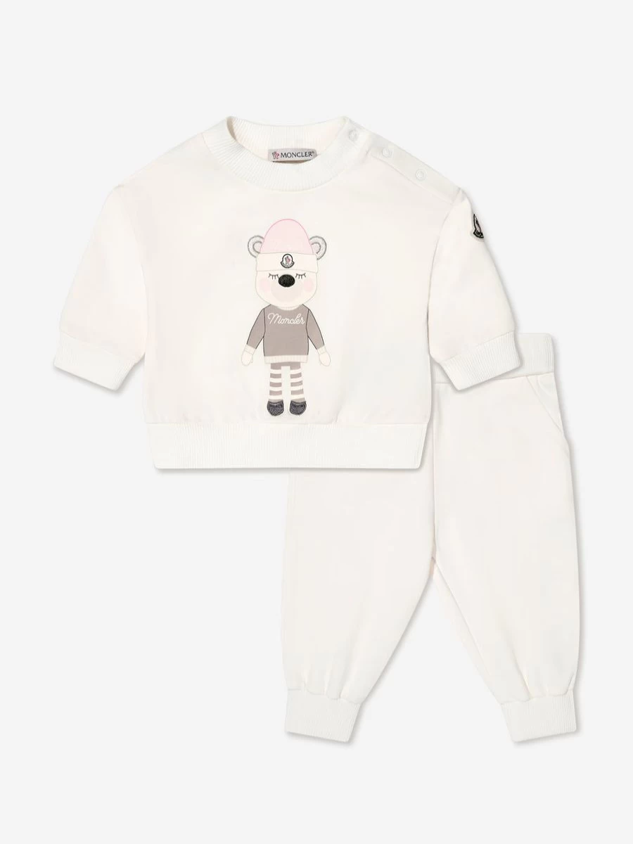 Moncler Enfant Baby Girls White Tracksuit - Soft Cotton Casual Outfit