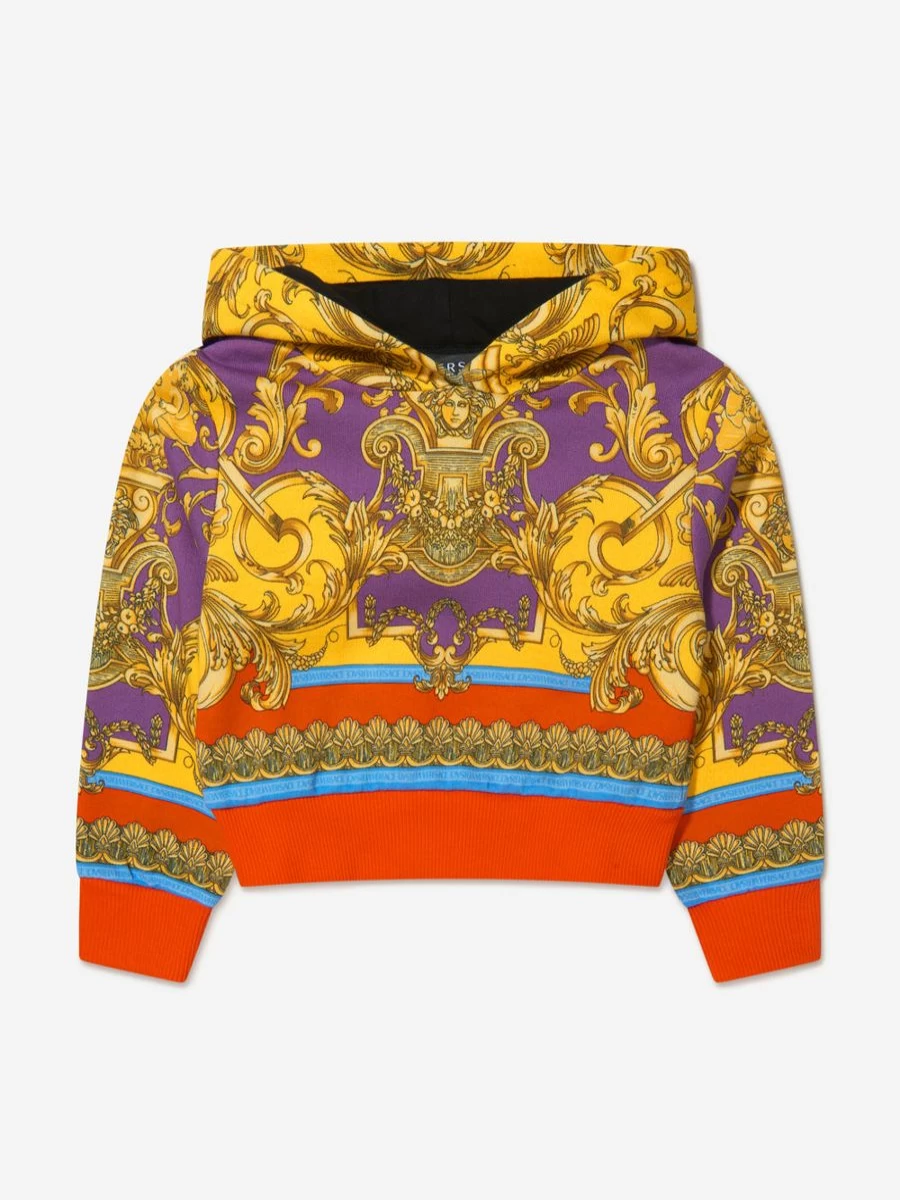Versace Girls Cotton Barocco Goddess Hoodie | Luxury Designer Pullover for Kids