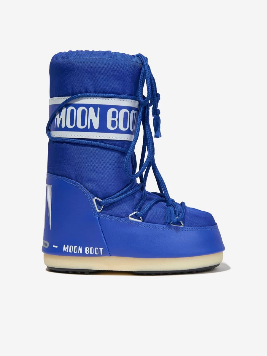 Moon Boot Girls' Blue Nylon Snow Boots - Kids Icon Winter Footwear