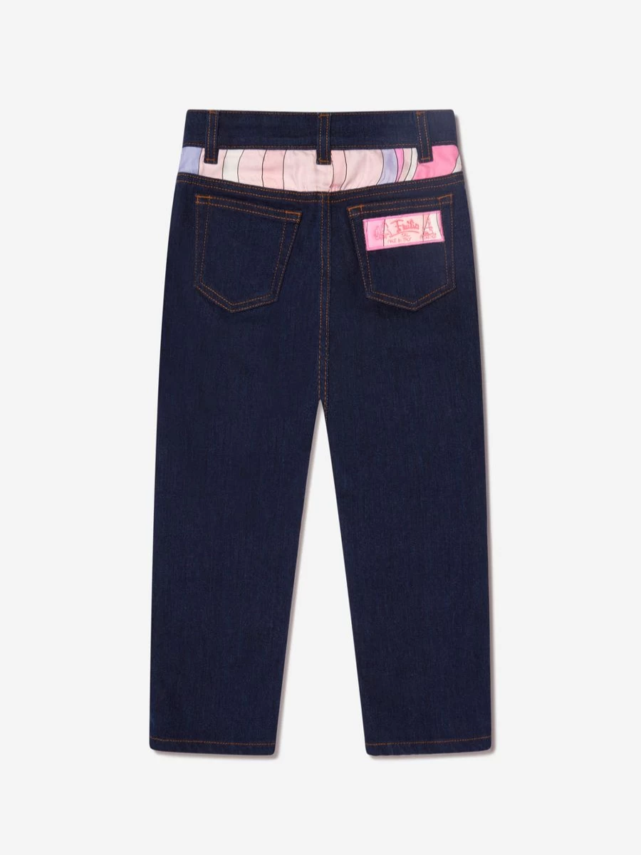 Emilio Pucci Girls Blue Marmo Pocket Jeans | Designer Denim for Girls
