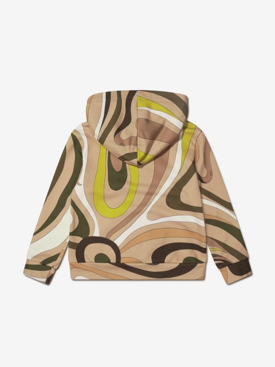 Emilio Pucci Girls Green Marmo Zip-Up Hoodie | Kids Fashion Hooded Sweatshirt