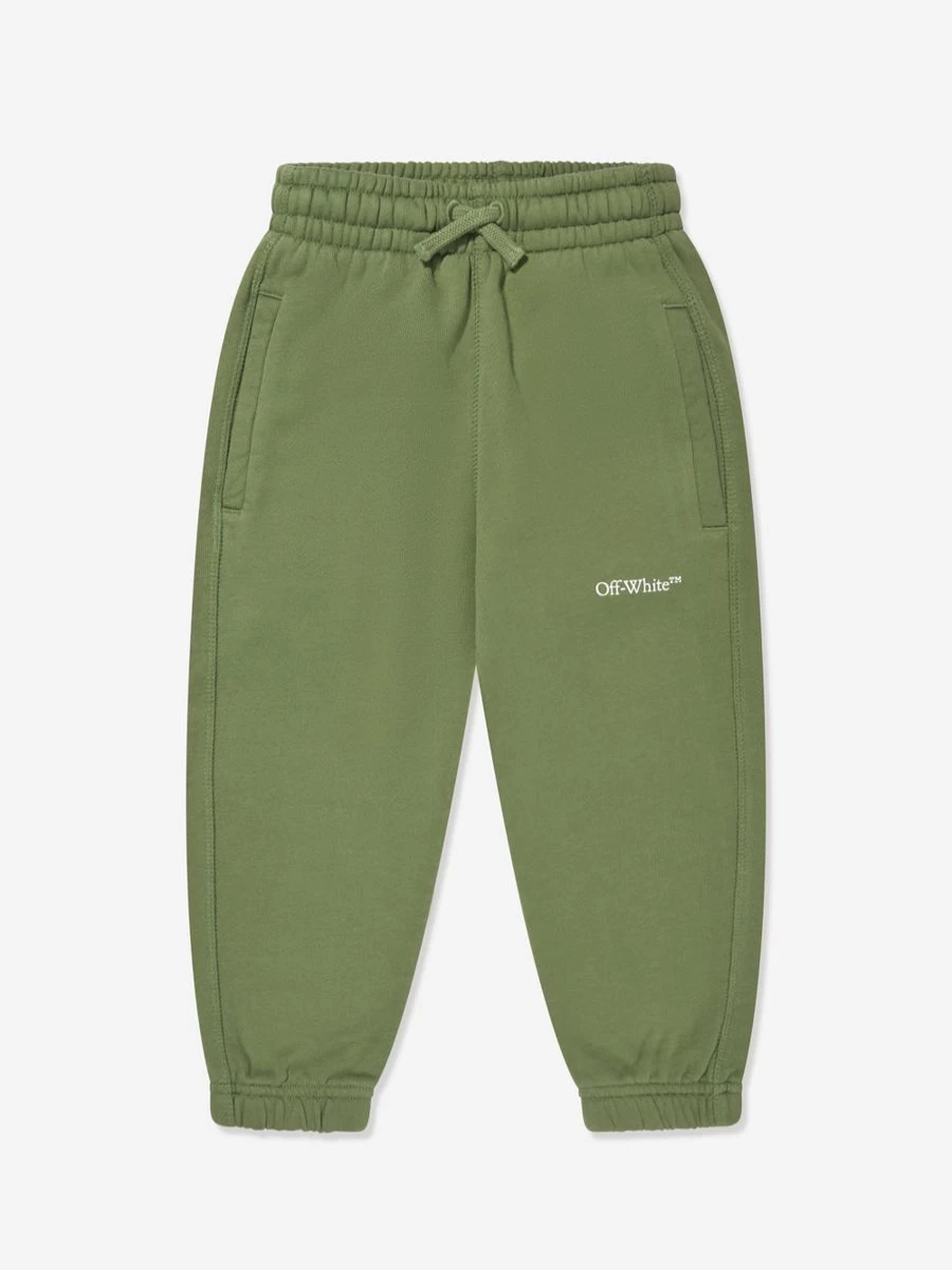 Off-White Boys' Bookish Diagonal Logo Joggers in Green