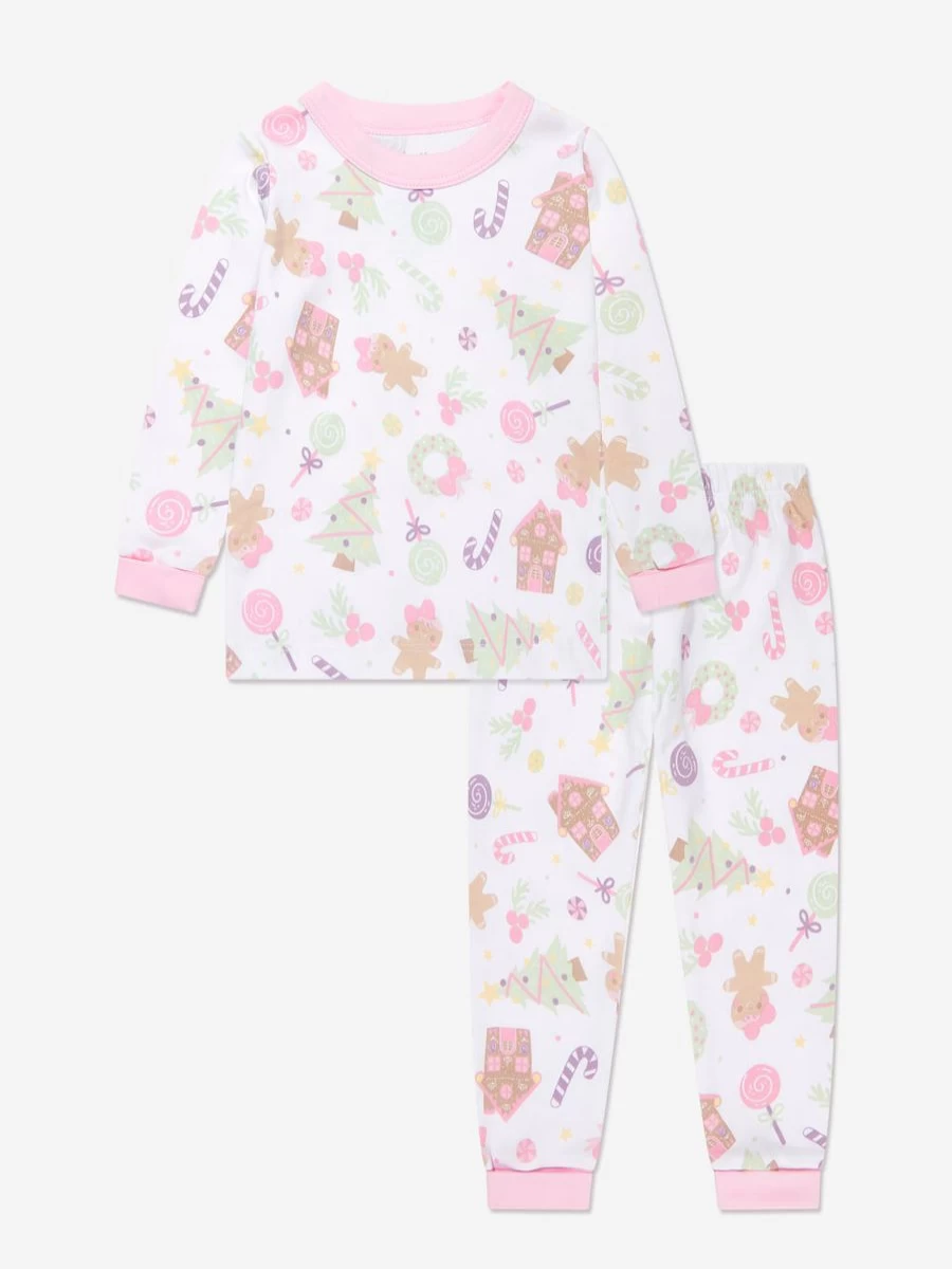 Magnolia Baby Girls Pink Gingerbread Print Long Sleeve Pyjamas - Sweet Holiday Pajama Set