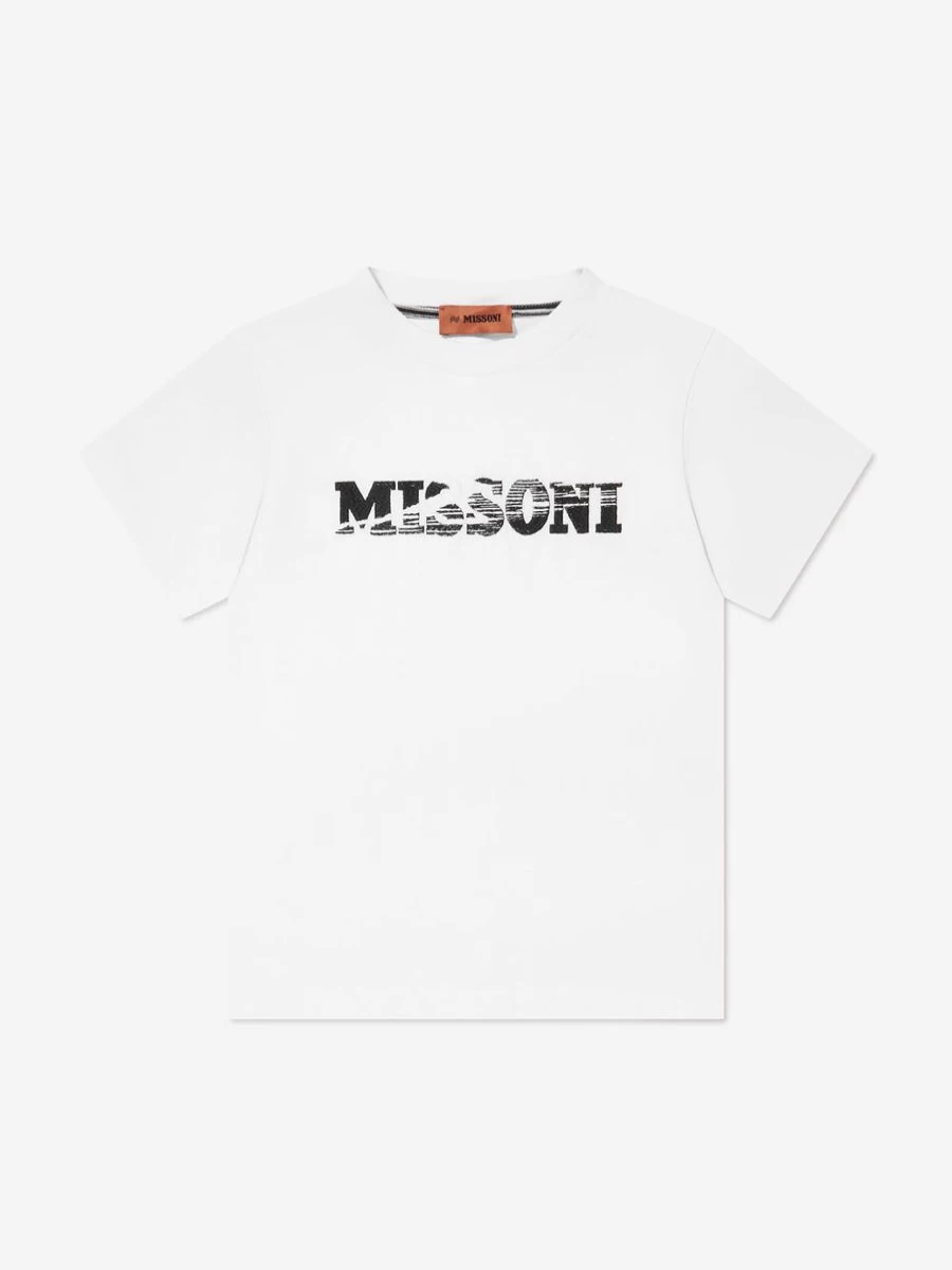 "Missoni Teen Boys' White Logo T-Shirt"