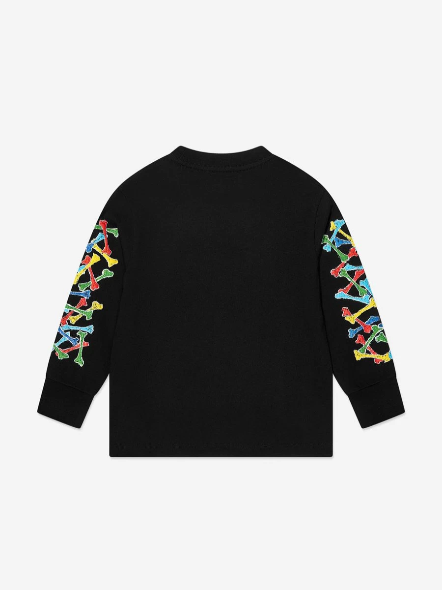 Amiri Boys Black Bones Scribble Graphic Long Sleeve T-Shirt for Kids
