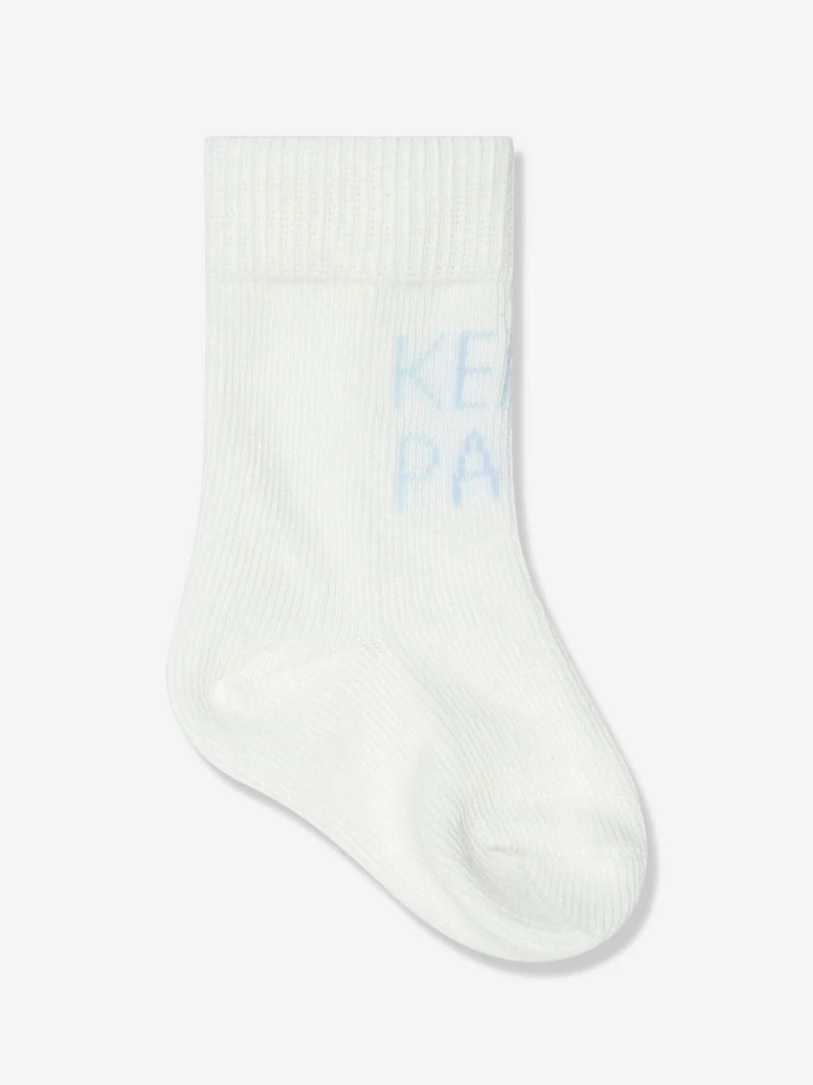 KENZO KIDS Baby Boys' Soft Cotton Socks Set - 2 Pairs, Comfortable & Stylish Blue Infant Footies