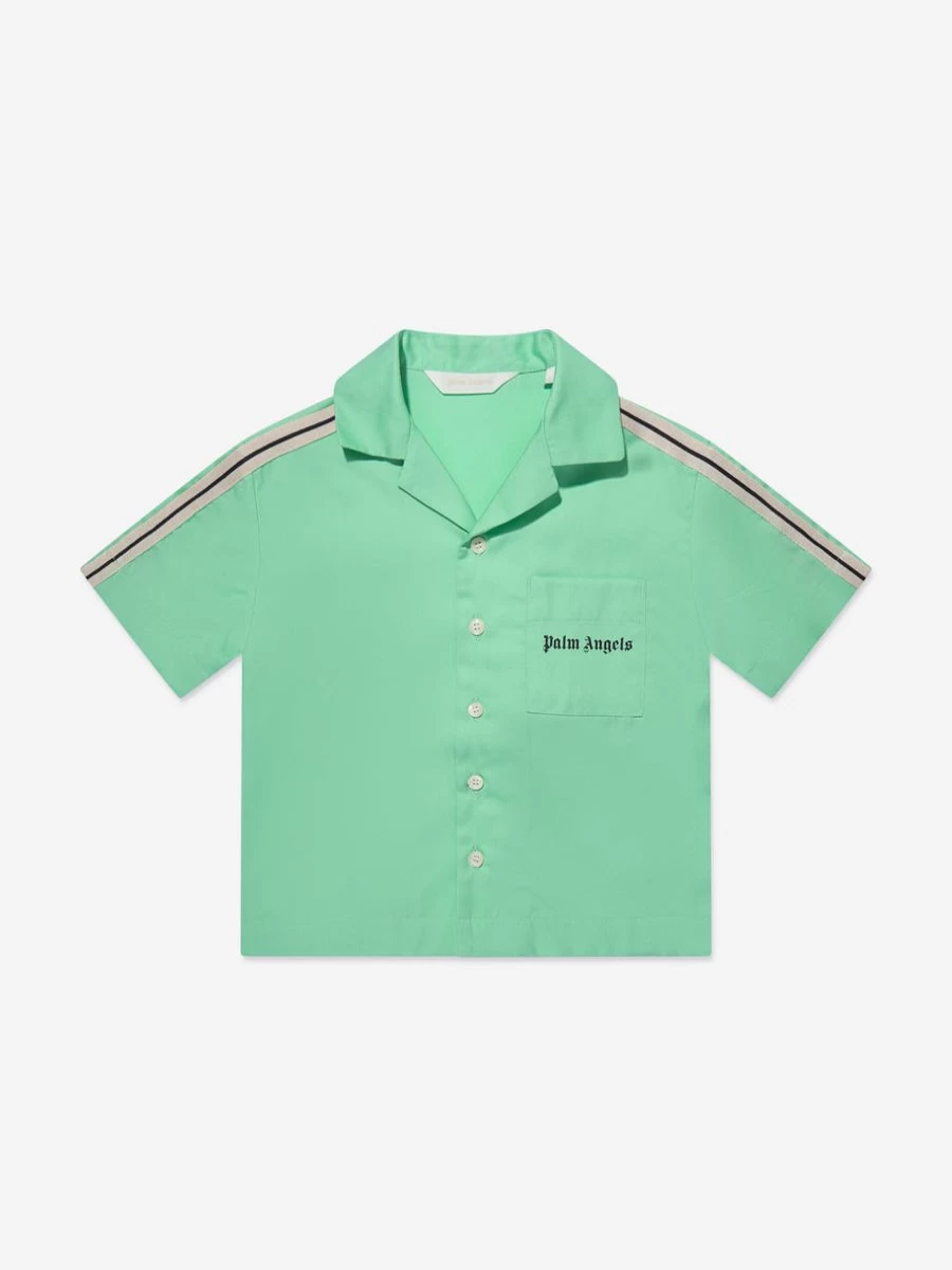 Palm Angels Teen Boys Green Track Shirt - Athletic Running Top for Teens