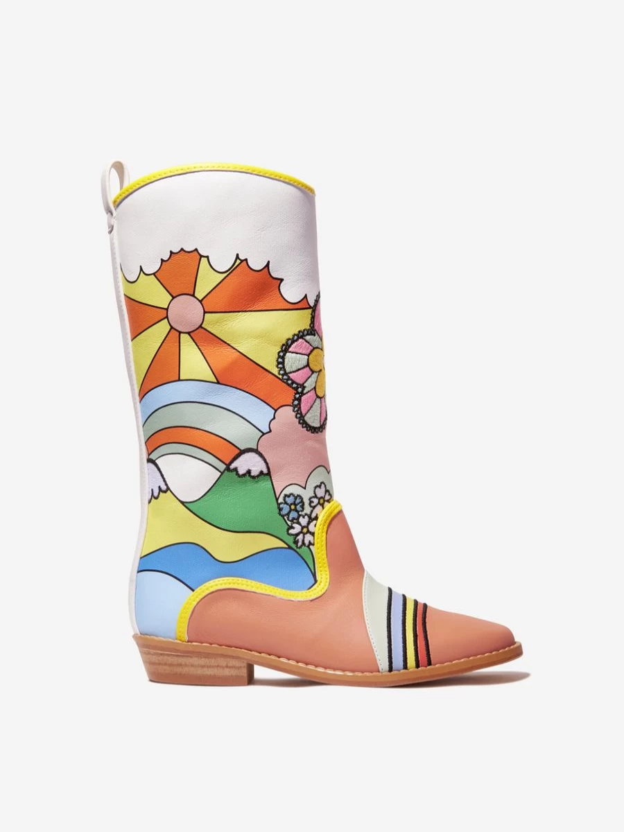 Stella McCartney Kids Teen Multicolor Girls Cowboy Boots for Western Fashion