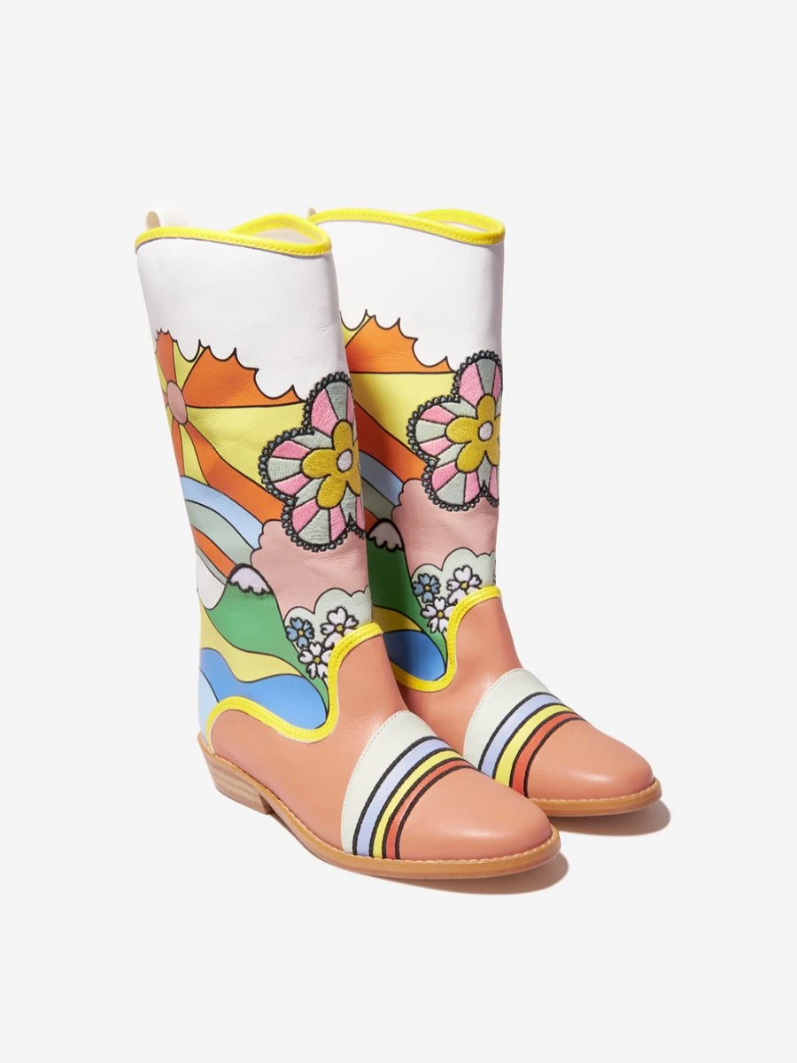 Stella McCartney Kids Teen Multicolor Girls Cowboy Boots for Western Fashion