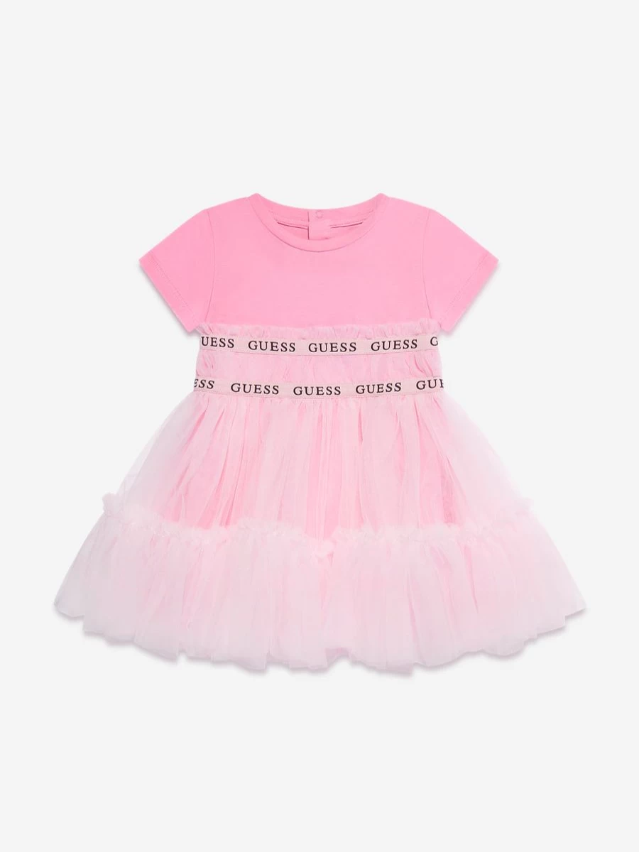 Guess Baby Girls Pink Dress with Bloomers - Adorable Outfit for Infants