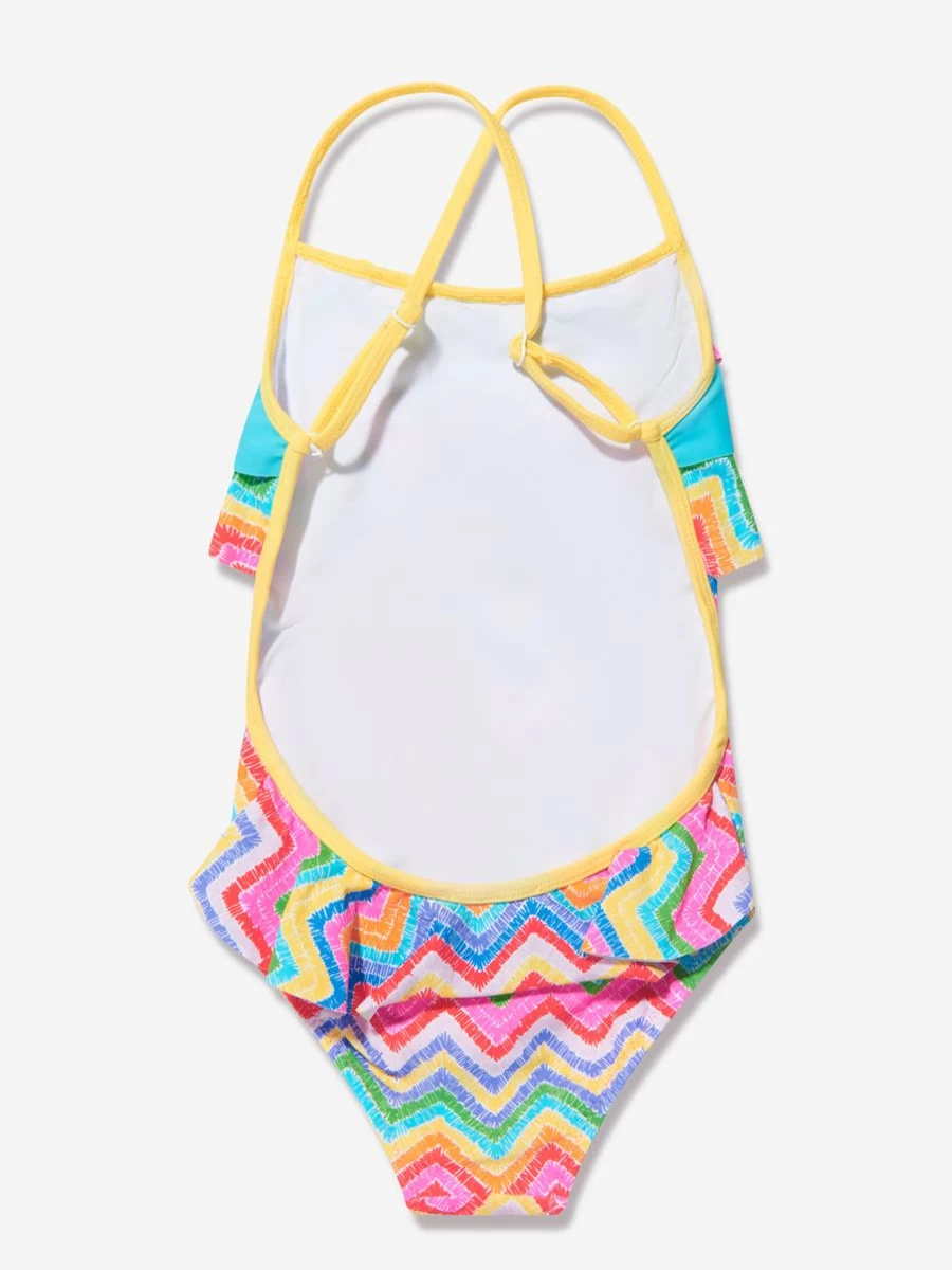 "Nessi Byrd Girls Ruffled Open Back Julie Swimsuit - Colorful Summer Beachwear for Kids"