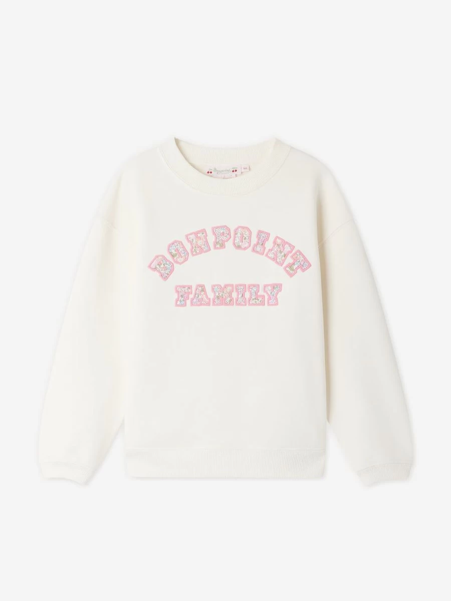Bonpoint Girls Ivory Fleurette Sweatshirt - Premium Embroidered Pullover for Girls