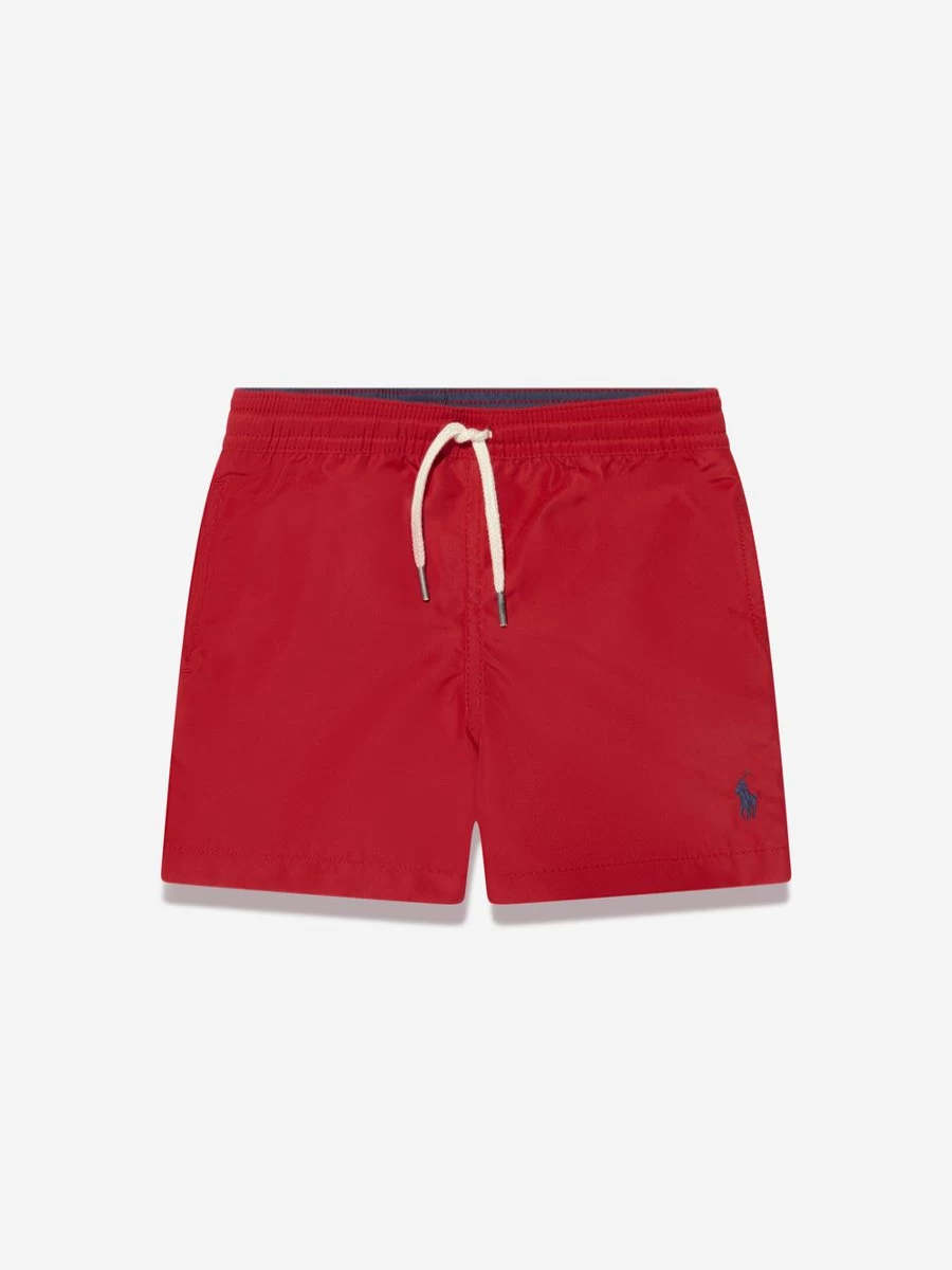 Ralph Lauren Kids Boys' Red Logo Swim Shorts for Active Summer Fun