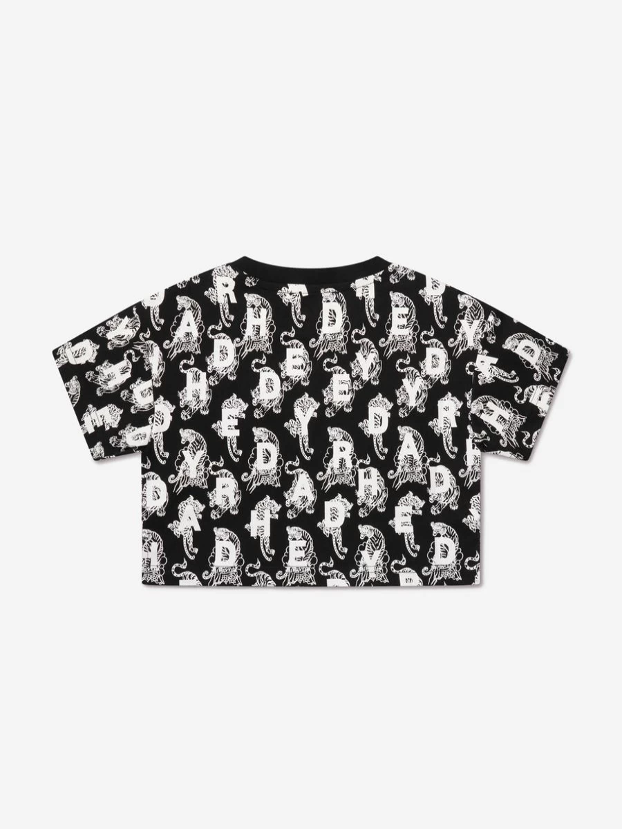 ED Hardy Teen Girls Black Crop T-Shirt | Trendy Short Top for Teens