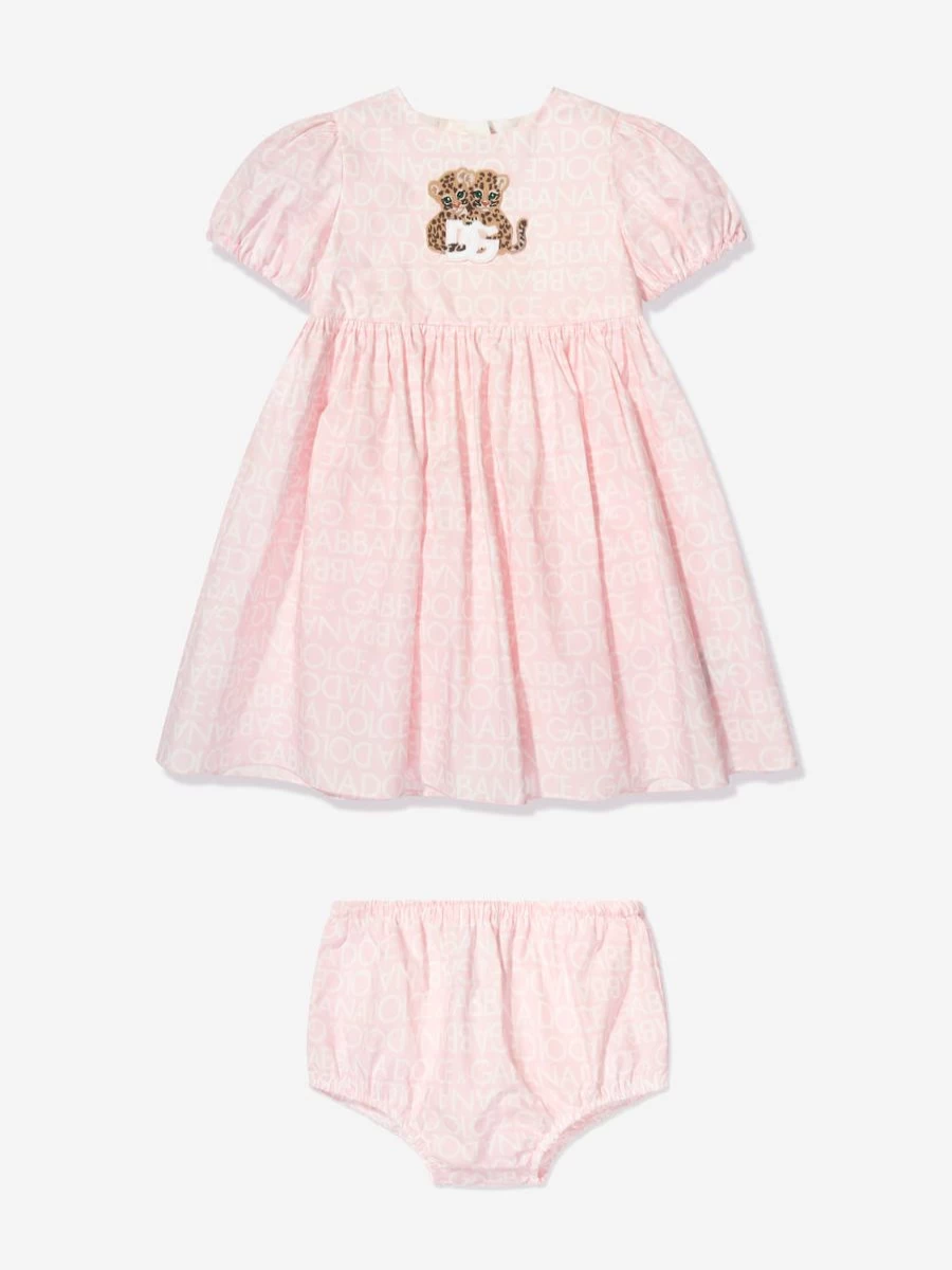 Dolce & Gabbana Kids Girls Pink Leopard Print Dress