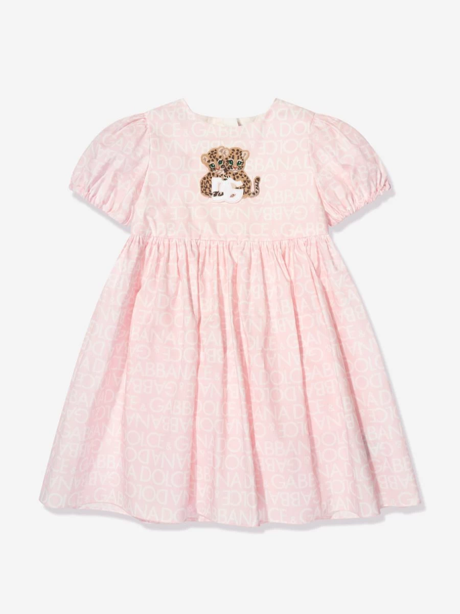 Dolce & Gabbana Kids Girls Pink Leopard Print Dress