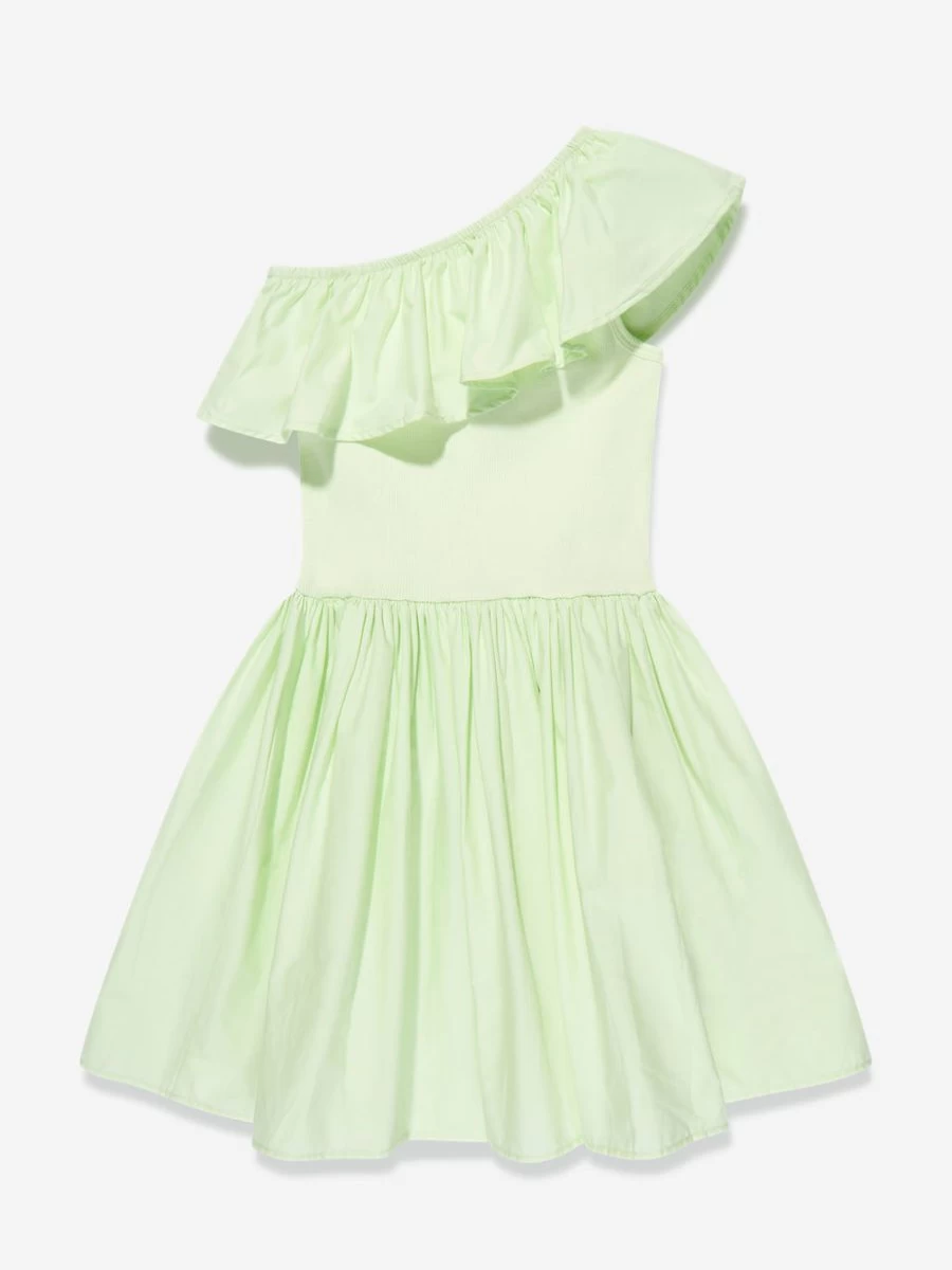 Molo Girls Organic Cotton Chloey Asymmetrical Green Dress
