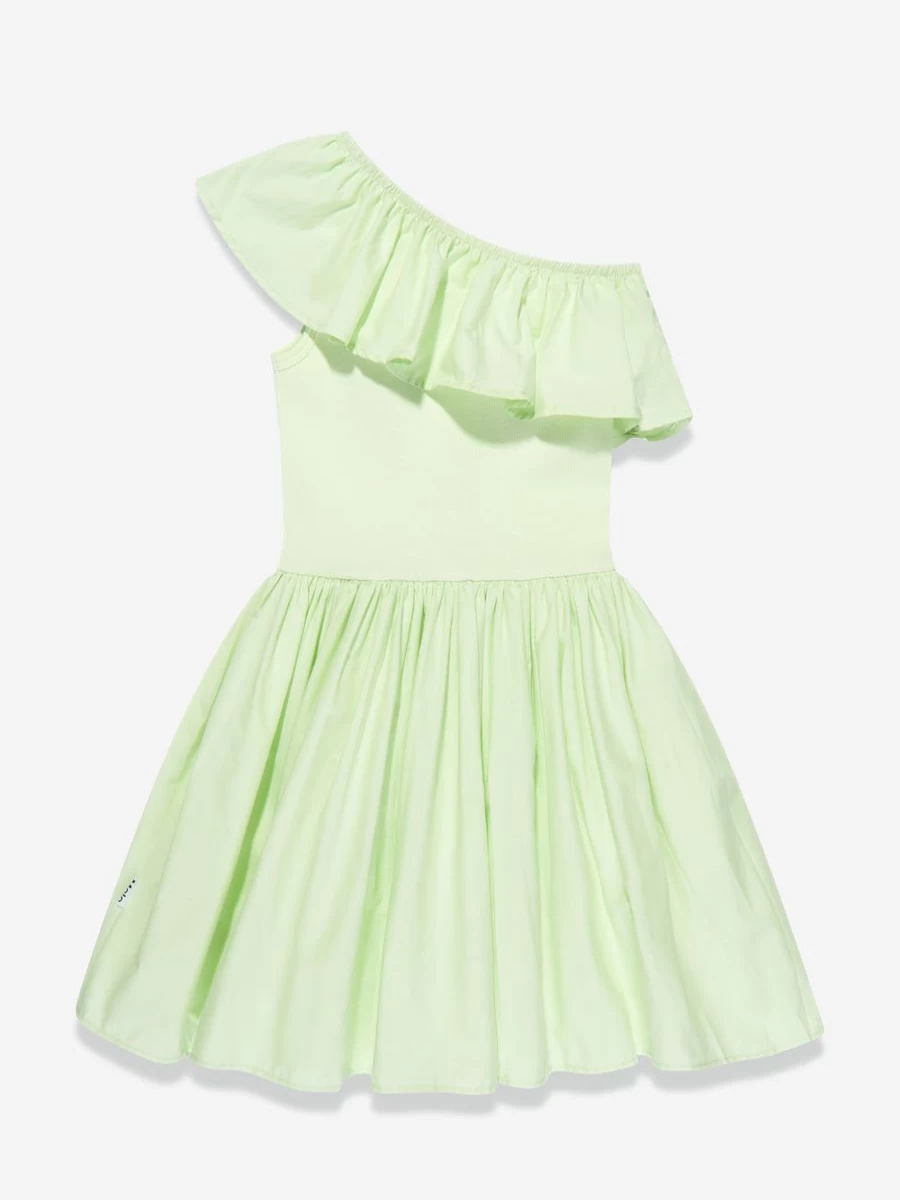 Molo Girls Organic Cotton Chloey Asymmetrical Green Dress